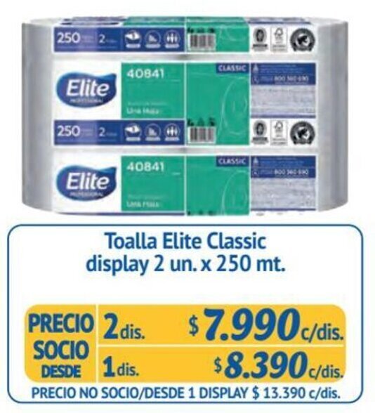 Alvi Toalla Elite Classic display 2 dis. x 2 un. x 250 mt. oferta