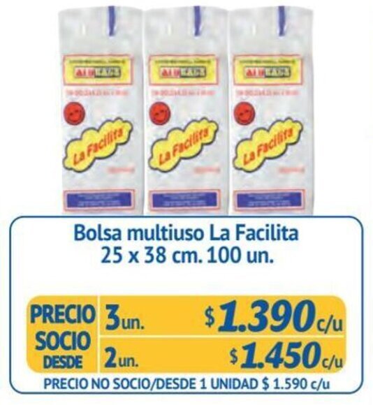 Alvi Bolsa multiuso La Facilita 25 x 38cm 3 un. x 100 un oferta