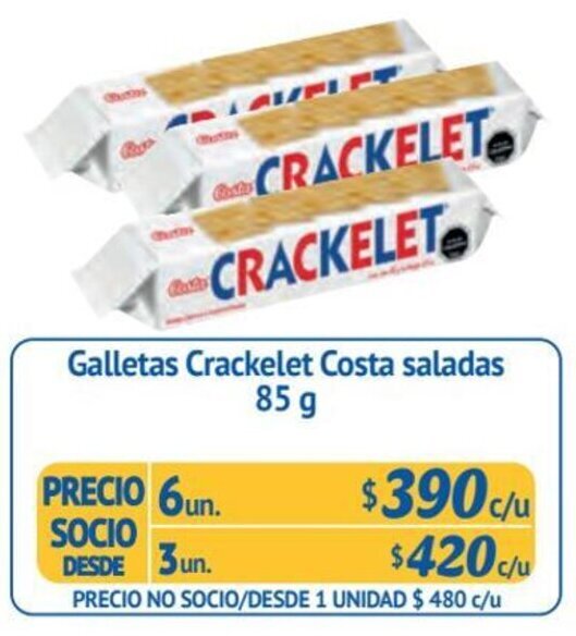 Alvi Galletas Crackelet Costa saladas 6 un x 85 g oferta