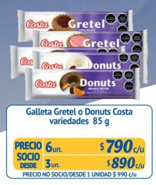 Alvi Galleta Gretel o Donuts Costa variedades 6 un x 85 g oferta