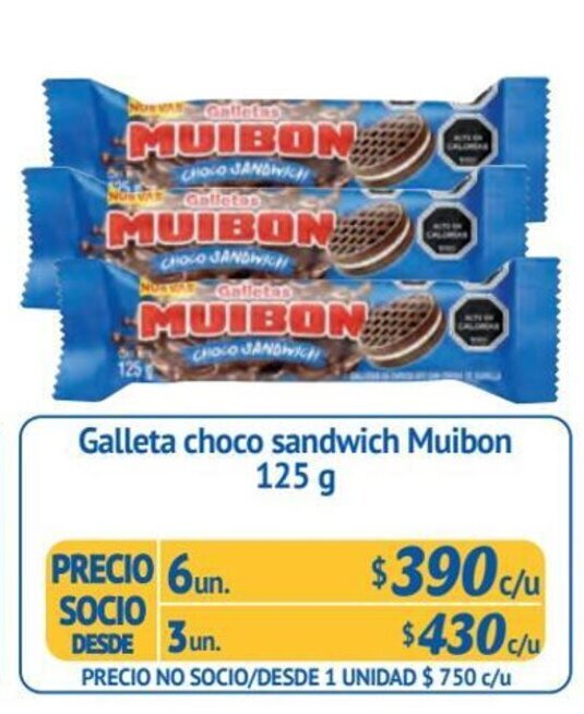 Alvi Galleta choco sandwich Muibon 6 un x 125 g oferta