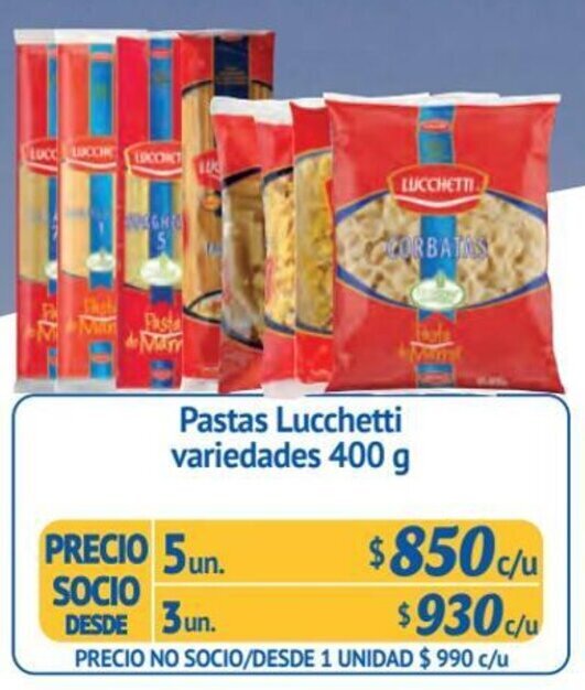 Alvi Pastas Lucchetti variedades 5 un x 400 g oferta