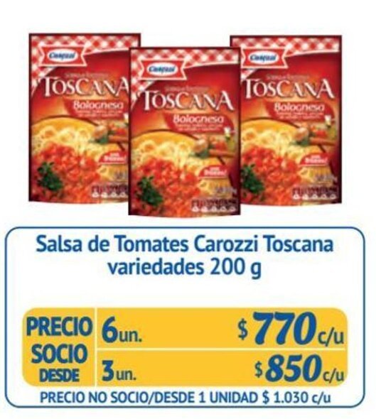 Alvi Salsa de Tomates Carozzi Toscana variedades 6 un x 200 g oferta