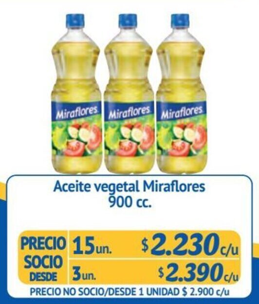 Alvi Aceite vegetal Miraflores 15 un x 900 cc. oferta