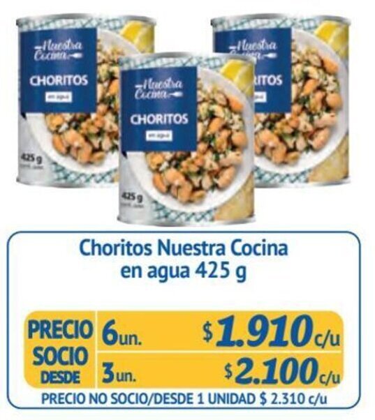 Alvi Choritos Nuestra Cocina en agua 6 un x 425 g oferta