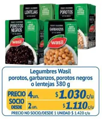 Alvi Legumbres Wasil porotos, garbanzos, porotos negros o lentejas 4 un x 380 g oferta