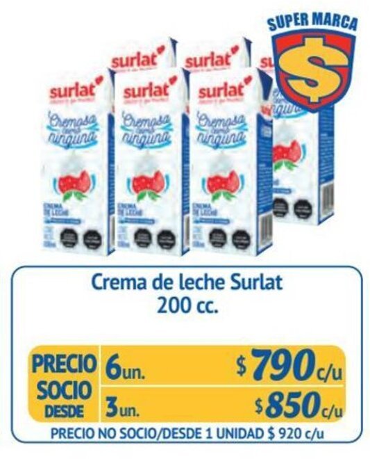 Alvi Crema de leche Surlat 6 un x 200 cc. oferta