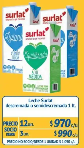 Alvi Leche Surlat descremada o semidescremada 12 un x 1 lt. oferta