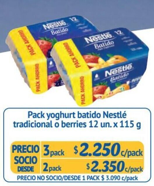 Alvi Pack yoghurt batido Nestlé tradicional o berries 3 pack x 12 un. x 115 g oferta
