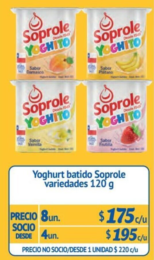 Alvi Yoghurt batido Soprole variedades 8 un x 120 g oferta