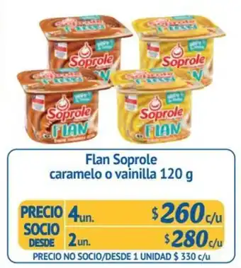 Alvi Flan Soprole caramelo o vainilla 4 un x 120 g oferta