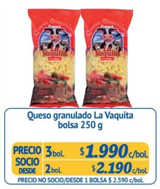 Alvi Queso granulado La Vaquita bolsa 3 bol x 250 g oferta