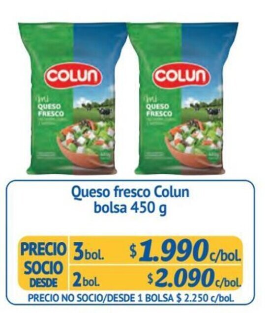Alvi Queso fresco Colun bolsa 3 bol x 450 g oferta