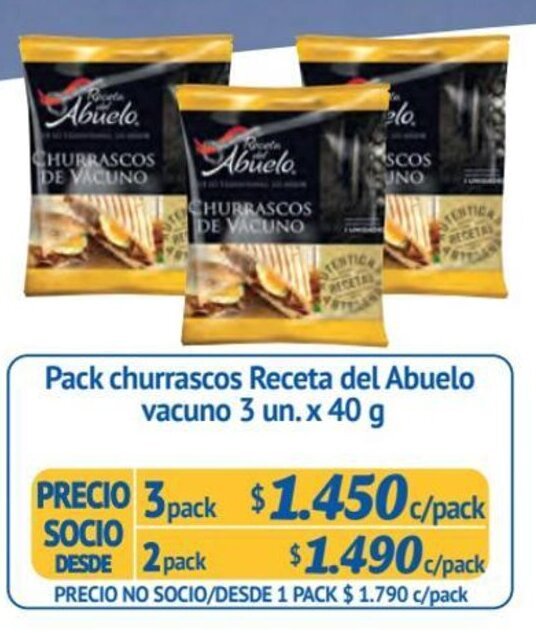 Alvi Pack churrascos Receta del Abuelo vacuno 3 pack x 3 un. x 40 g oferta