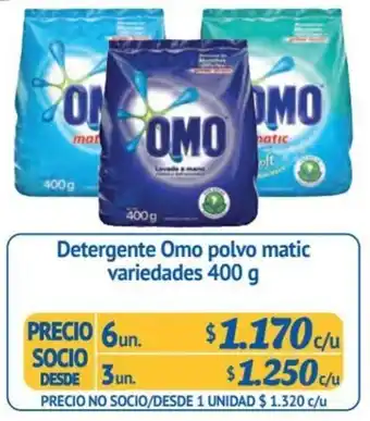 Alvi Detergente Omo polvo matic variedades 6 un x 400 g oferta