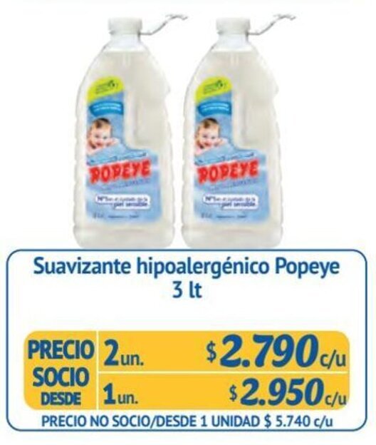 Alvi Suavizante hipoalergénico Popeye 2 un x 3 lt oferta