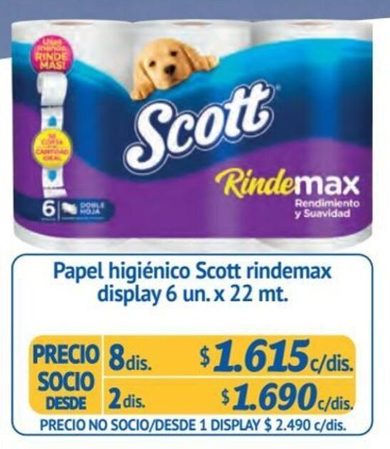Alvi Papel higiénico Scott rindemax display 8 dis x 6 un. x 22 mt. oferta