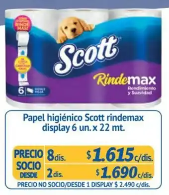 Alvi Papel higiénico Scott rindemax display 8 dis x 6 un. x 22 mt. oferta