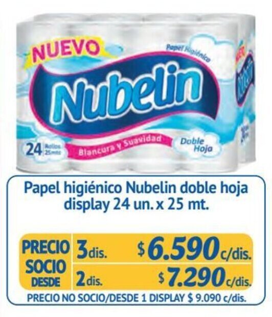 Alvi Papel higiénico Nubelin doble hoja display 3 dis x 24 un. x 25 mt. oferta