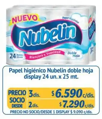 Alvi Papel higiénico Nubelin doble hoja display 3 dis x 24 un. x 25 mt. oferta