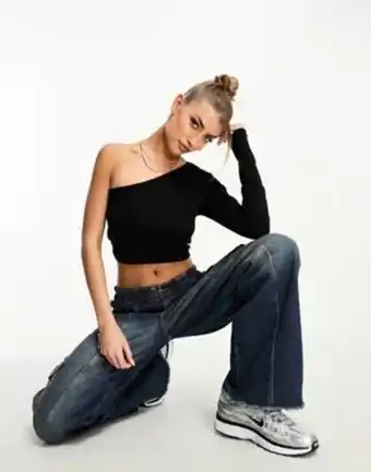 Asos Threadbare heidi one shoulder crop top in black oferta