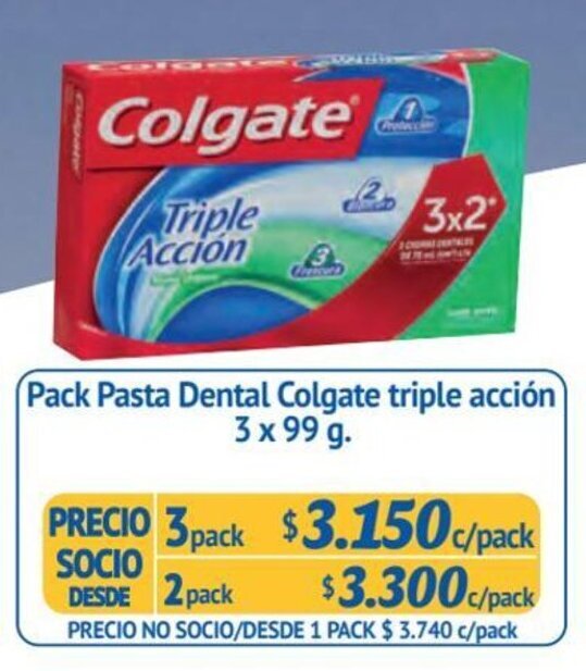 Alvi Pack Pasta Dental Colgate triple acción 3 pack x 3 un. x 99 g. oferta