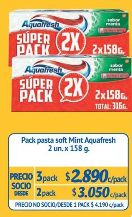 Alvi Pack pasta soft Mint Aquafresh 3 pack x 2 un. x 158 g. oferta