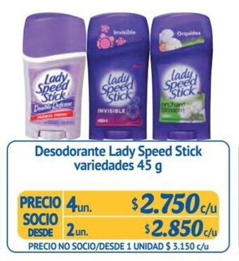 Alvi Desodorante Lady Speed Stick variedades 45 g x 4 un. oferta