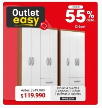 Easy Clóset 4 puertas 2 cajones + Clóset 3 puertas 2 cajones M+DESIGN oferta