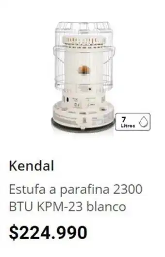 Easy Kendal Estufa a parafina 2300 BTU KPM-23 blanco oferta