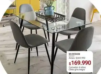 Easy Comedor 4 sillas Cleto gris / negro oferta