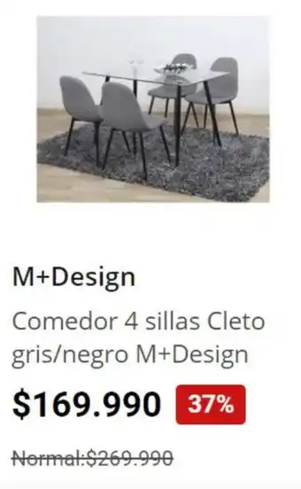 Easy Comedor 4 sillas Cleto gris / negro M+Design oferta