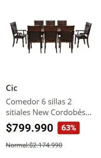 Easy Comedor 6 sillas 2 sitiales New Cordobés oferta