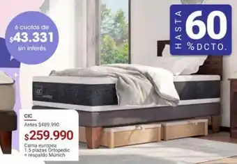 Easy Cama europea 1.5 plazas Ortopedic + respaldo Múnich oferta