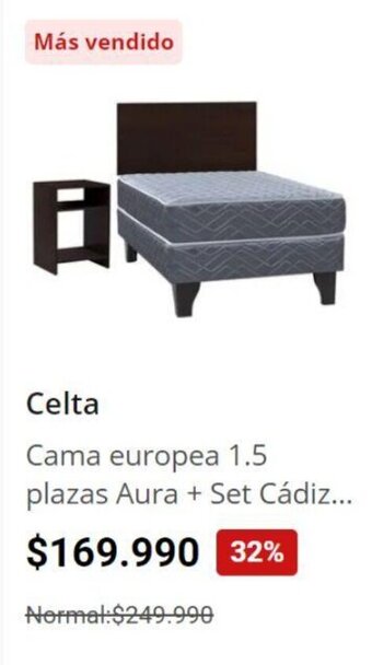 Easy Celta Cama europea 1.5 plazas Aura + Set Cádiz... oferta