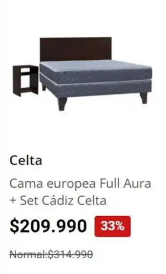Easy Cama europea Full Aura + Set Cádiz Celta oferta