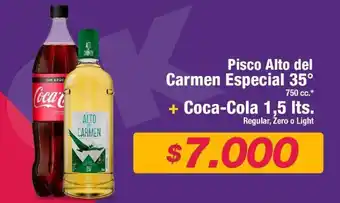 OK Market Pisco Alto del Carmen Especial 35° + Coca-Cola 1,5 Its. Regular, Zero o Light oferta