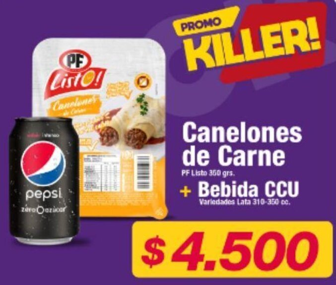 OK Market Canelones de Carne + Bebida CCU Variedades Lata 310 - 350 cc. oferta