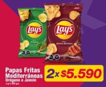 OK Market Papas fritas Mediterráneas Oregano o Jamón Lay's 200 grs. x 2 oferta