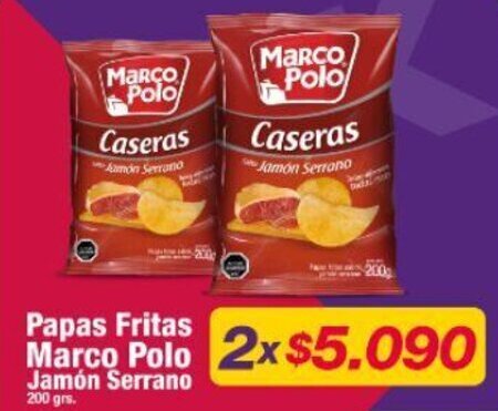 OK Market Papas Fritas Marco Polo Jamón Serrano 200 grs. x 2 oferta