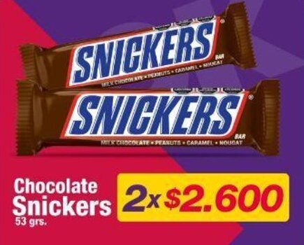 OK Market Chocolate SNICKERS 53 grs. x 2 oferta