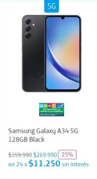 Movistar Samsung Galaxy A34 5G 128GB Black oferta