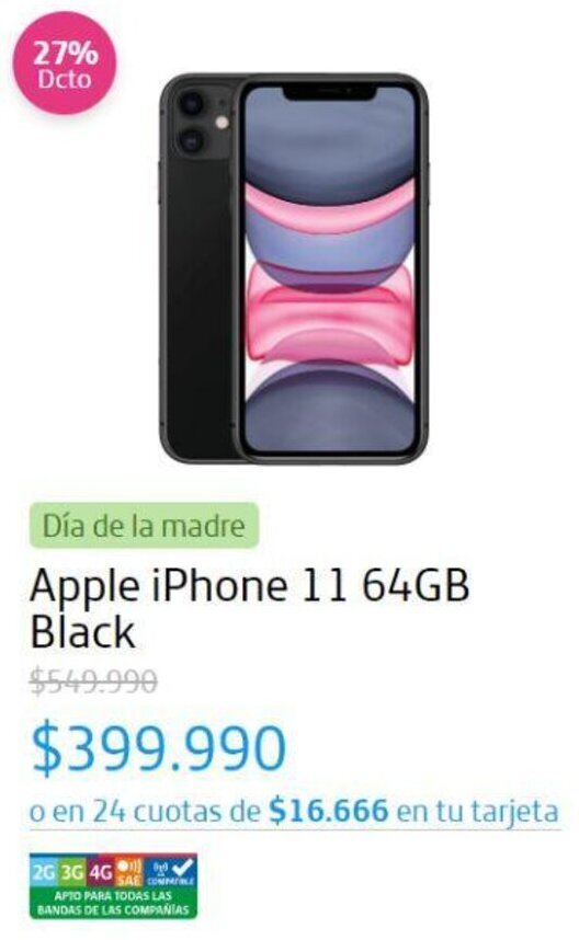 Movistar Apple iPhone 11 64GB Black oferta