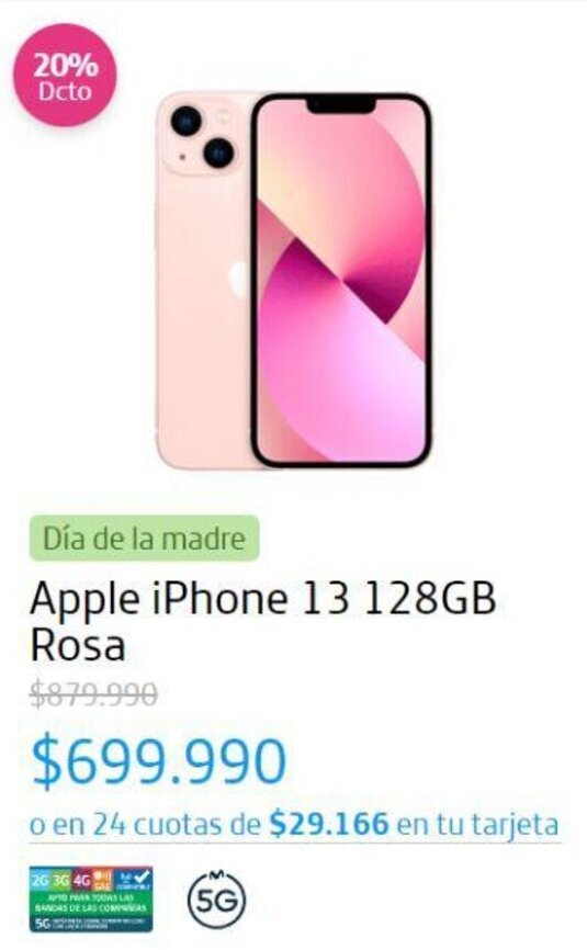 Movistar Apple iPhone 13 128GB Rosa oferta
