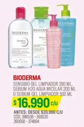 Cruz Verde BIODERMA SENSIBIO GEL LIMPIADOR 200 ML, SEBIUM H20 AGUA MICELAR 200 ML O SEBIUM GEL LIMPIADOR 500 ML oferta