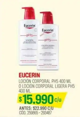 EUCERIN LOCIÓN CORPORAL PH5 400 ML O LOCIÓN CORPORAL LIGERA PH5 400 ML
