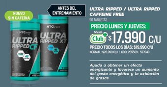 Cruz Verde ULTRA RIPPED / ULTRA RIPPED CAFFEINE FREE 90 TABLETAS oferta
