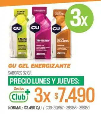 Cruz Verde GU GEL ENERGIZANTE SABORES 32 GR. x 3 oferta
