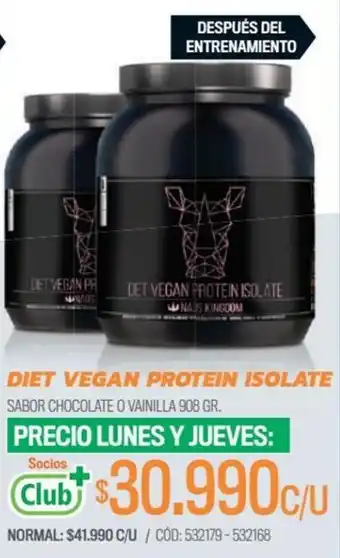 Cruz Verde DIET VEGAN PROTEIN ISOLATE SABOR CHOCOLATE O VAINILLA 908 GR. oferta