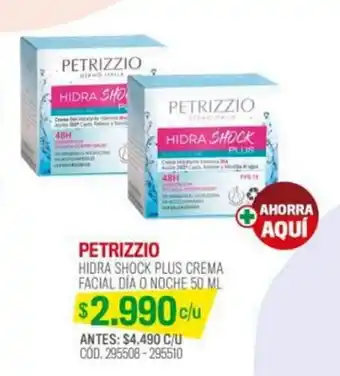 Cruz Verde PETRIZZIO HIDRA SHOCK PLUS CREMA FACIAL DÍA O NOCHE 50 ML oferta